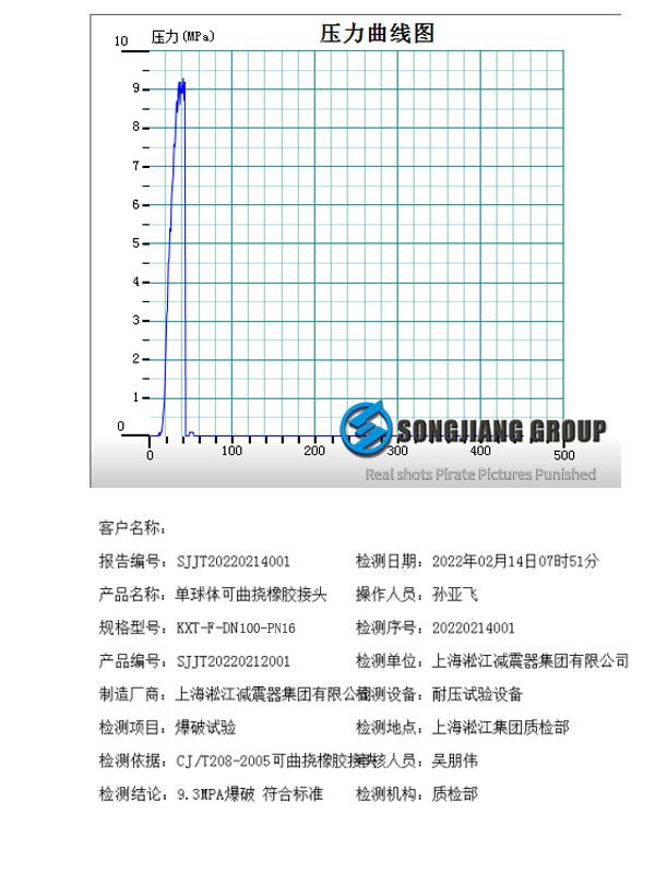 淞江集团全新DN80可曲挠橡胶接头爆破压力达到9.3Mpa插图5